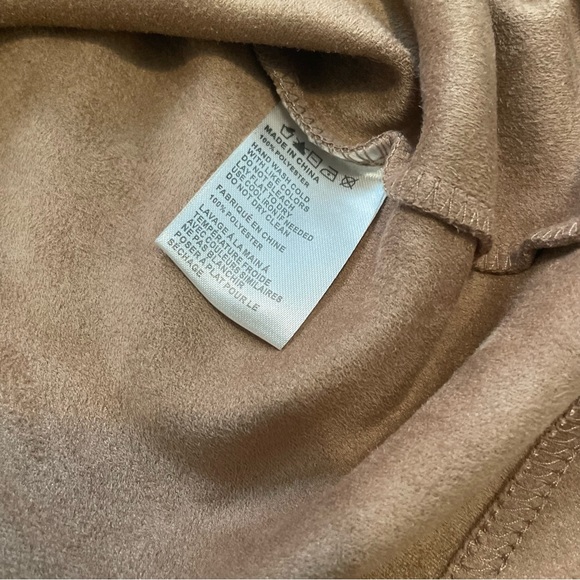 Anthropologie Paper Crane Faux Suede Taupe Mini Dress M - Picture 5 of 6